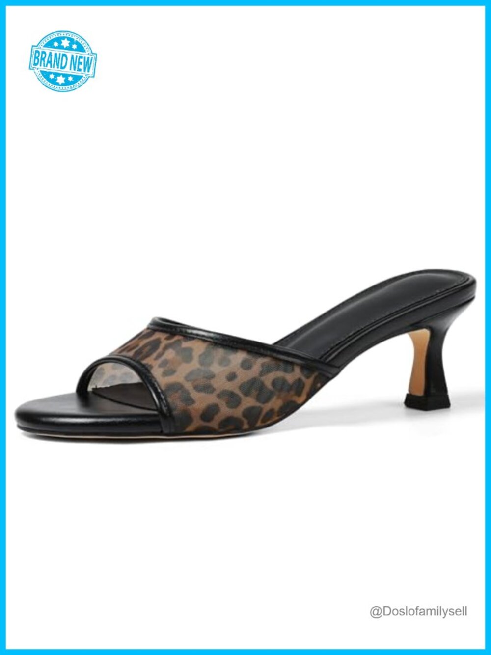 Round Open Toe Slip On Kitten Heel Mesh Slingback Sandals